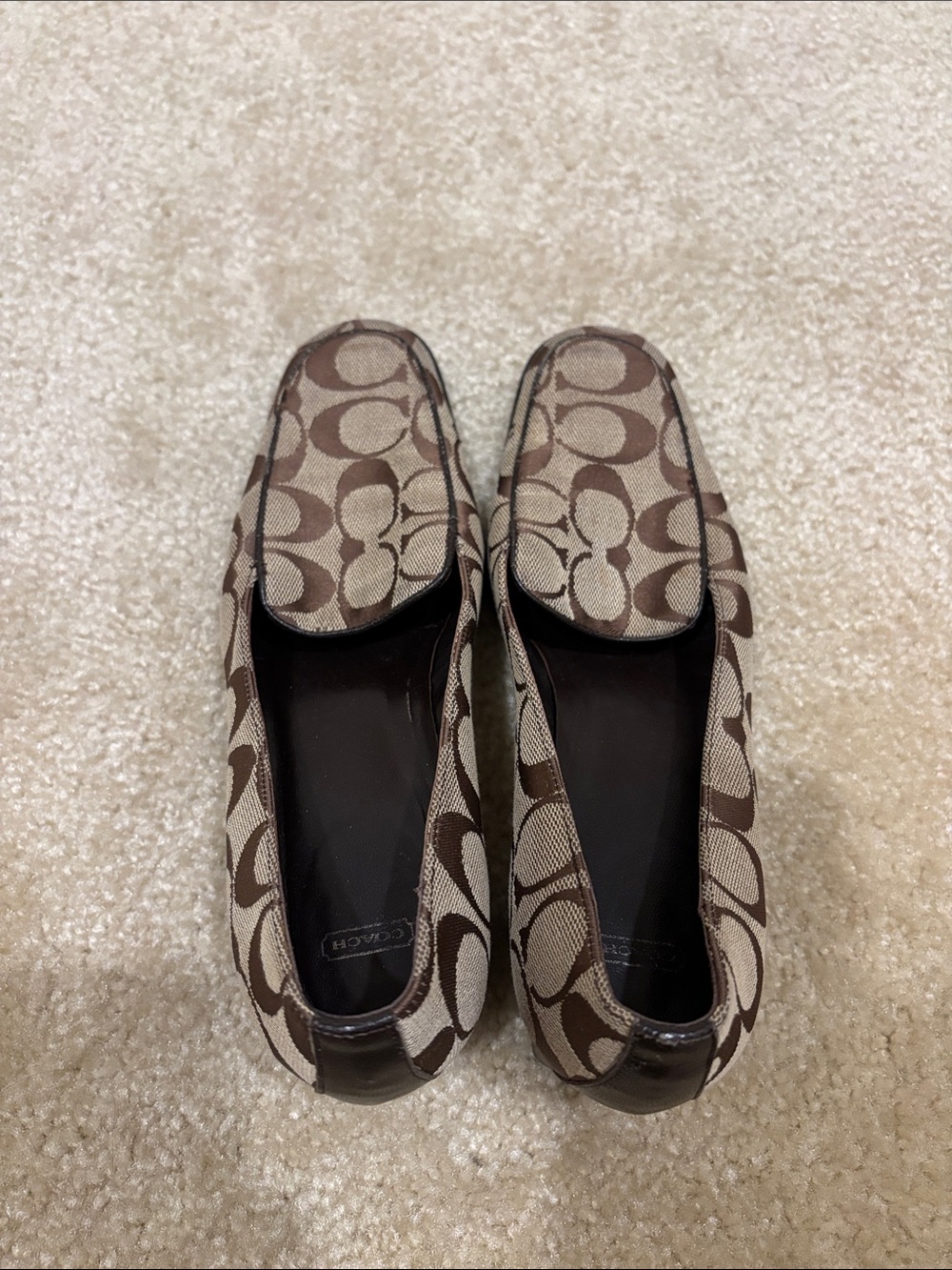 Coach Brown Signature Canvas Slip-On Loafers 6.5